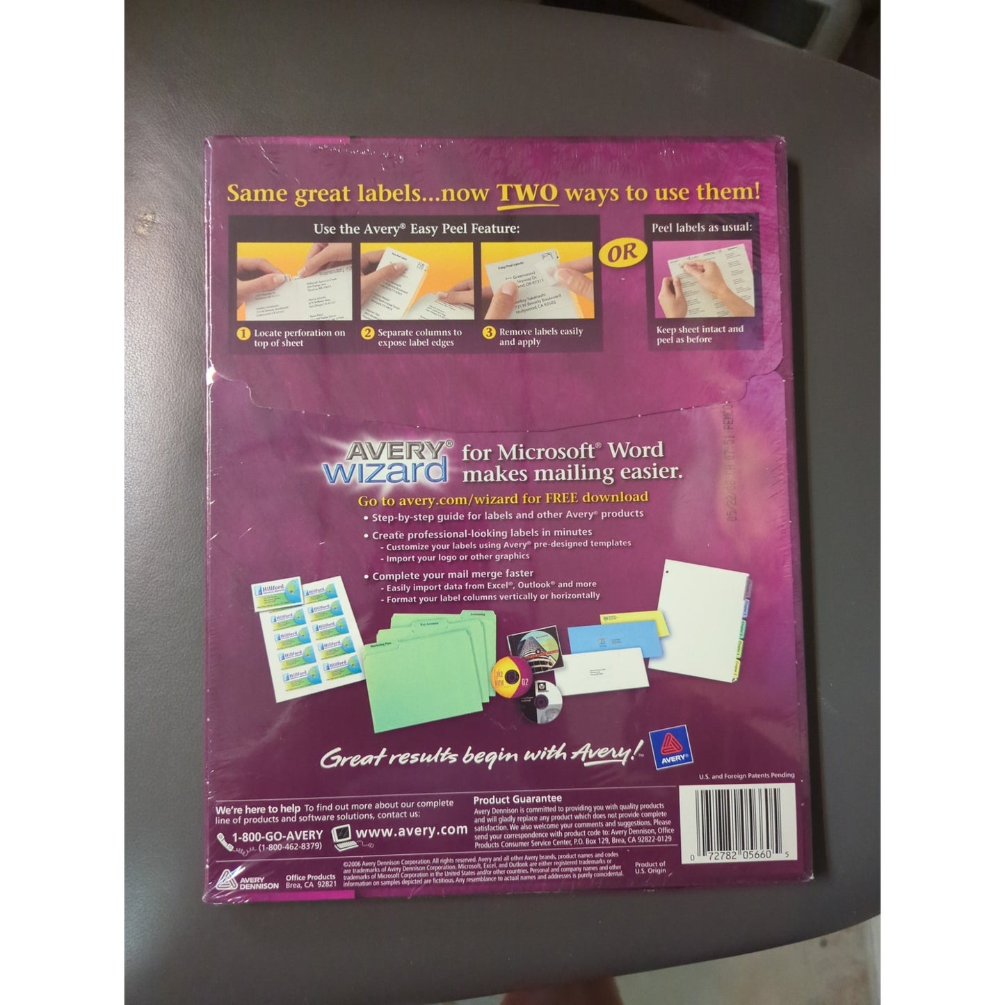 Avery 5660 1" x 2 5/8" Easy Peel Clear Mailing Labels 30 per sheet 1500 total