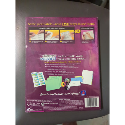 Avery 5660 1" x 2 5/8" Easy Peel Clear Mailing Labels 30 per sheet 1500 total