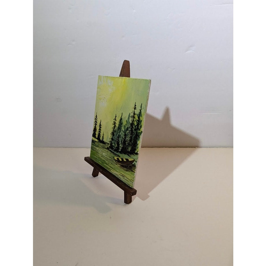 Vintage Anthony Studio Mini 6" Oil Painting on Wood Easel St. Paul MN Landscape
