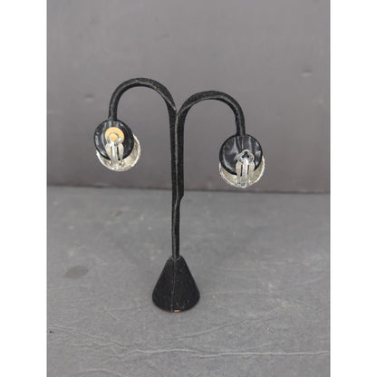 Vintage Silvertone Textured Round Knot Earrings Retro Costume Jewelry