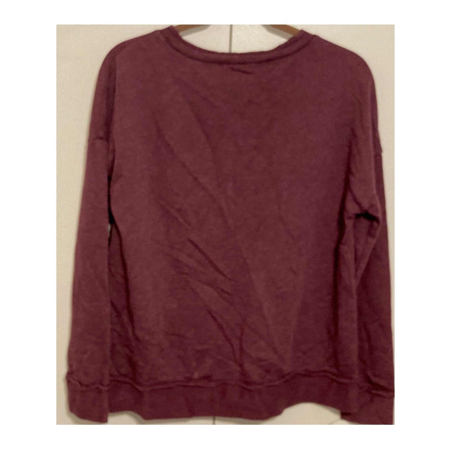 NWT Susina Long Sleeve Shirt Top Raw Hem Edges Sz Medium in Burgundy Fig