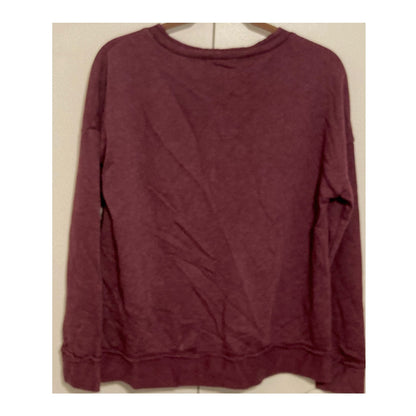 NWT Susina Long Sleeve Shirt Top Raw Hem Edges Sz Medium in Burgundy Fig
