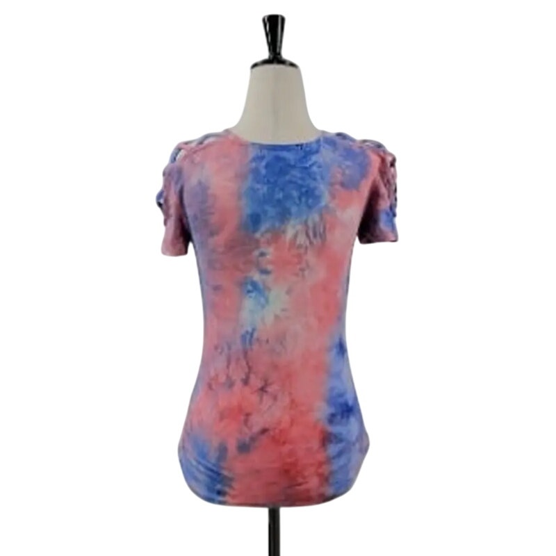 DEREK HEART tie dye short sleeve blue PINK PURPLE NEW teen SMALL bare shoulder