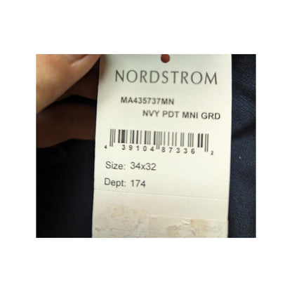 Nordstrom Rack Men Navy Flat Front Pants Slacks Dress Trouser 34" x 32" Trim Fit