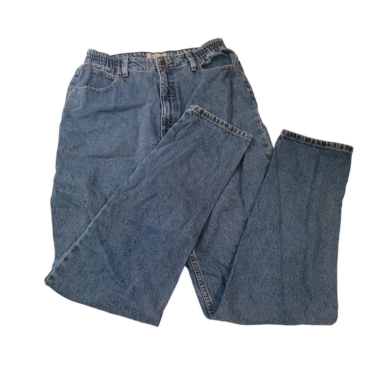 L.L. Bean Mom jeans High Waisted Mom Size 12 Tall Elastic Waist Tapered Leg