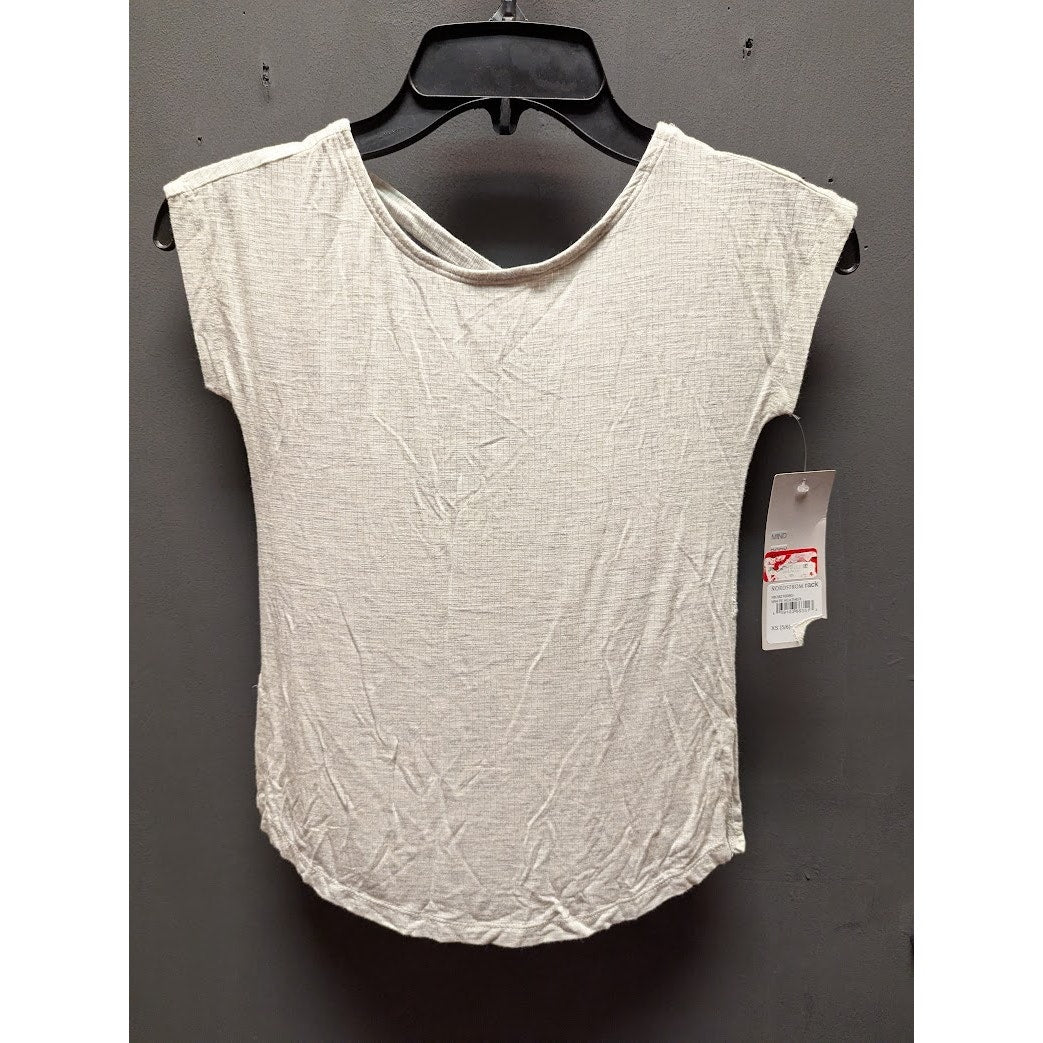 Z by Zella Size XS 5/6 criss cross back white heather short sleeve top blouse