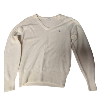 Vintage Christian Dior Cashmere Ivory Long Sleeve VNeck sweater Womens M/L