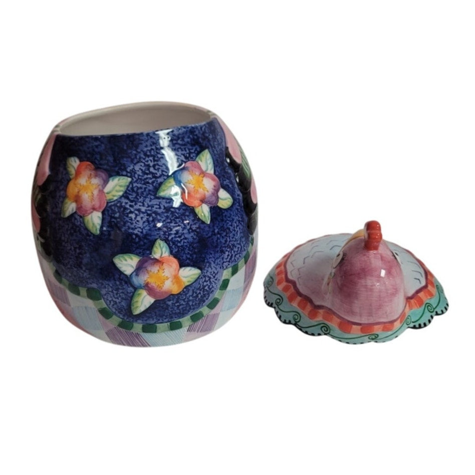 Fitz and Floyd Gypsy Chicks quirky Kitschy Goofy Eyed Hen Cookie Jar Multicolor