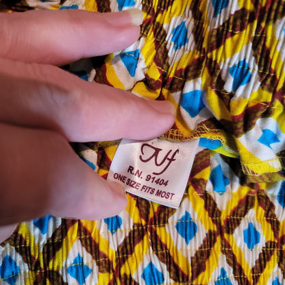 NF Cotton Geometric Print Pleated Midi Skirt One Size African boho
