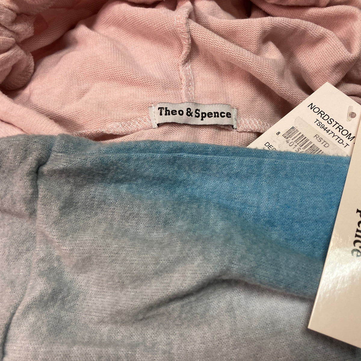 Theo & Spence Womens Hooded Sweatshirt Small Rainbow Tie Dye NEW Kangaroo Pocket