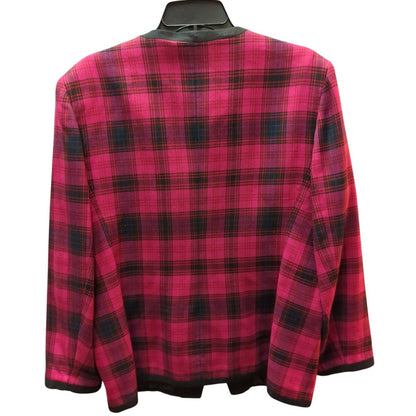 Vintage HBS Ltd Plaid Blazer Jacket 90s Clueless Grunge Pink Tartan Size 16