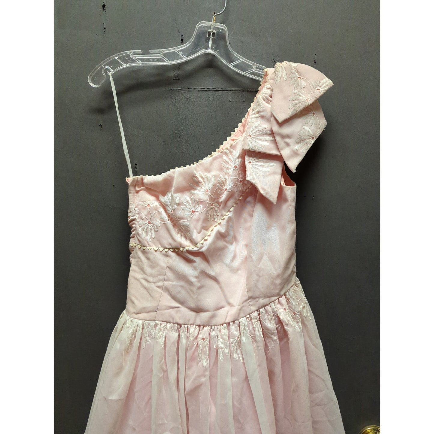 Vintage Joy Stevens One-Shoulder Eyelet Dress Small/Medium Retro Prom Glam