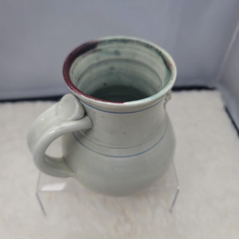 Wakulla Clay '86 Art Pottery Studio coffee tea mug blue cream Seashell