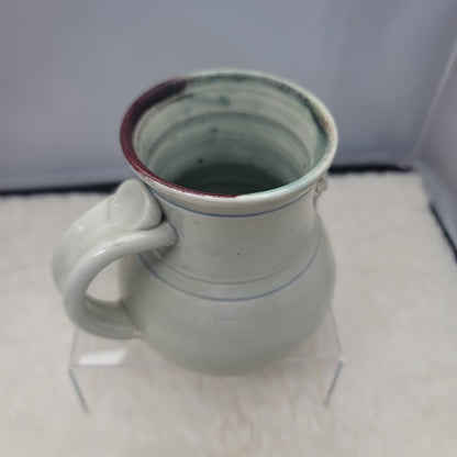 Wakulla Clay '86 Art Pottery Studio coffee tea mug blue cream Seashell