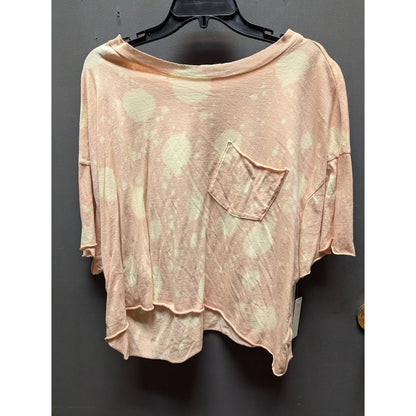 Abound boxy Medium Pink Yellow Polka Dot neck pocket raw edge acid wash splatter