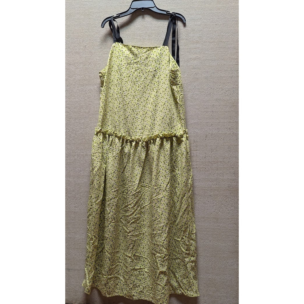 Topshop oversized Green Floral Print Drop Waist Midi Casual Maxi Dress 6 Small