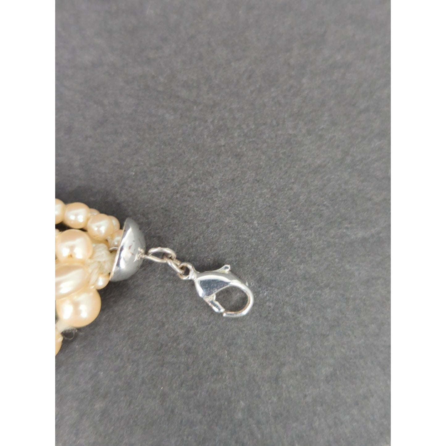 Vintage Multi Strand Faux Pearl Choker Necklace Mid-Century Glamour Statement