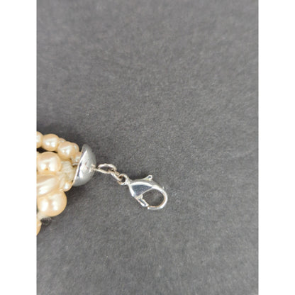Vintage Multi Strand Faux Pearl Choker Necklace Mid-Century Glamour Statement