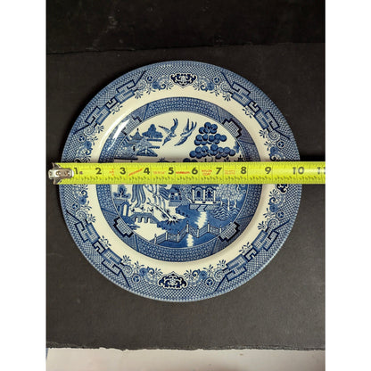 Vintage Churchill Blue Willow Dinner Plates Set of 3 English Ironstone