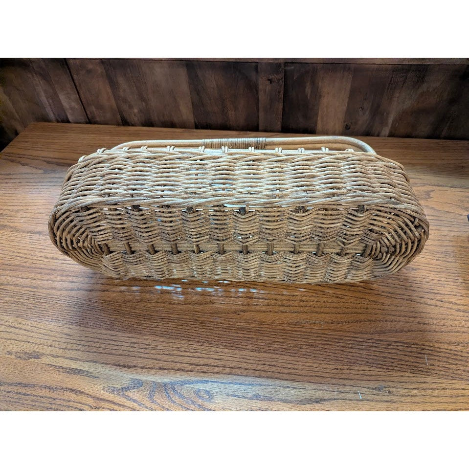 Vintage 21" French Style willow Gathering Basket Rattan Picnic Market Handl Trug