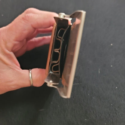Vintage 60s Massimo Dutti Travel Case Empty Camel leather Vanity Nail Flip Top