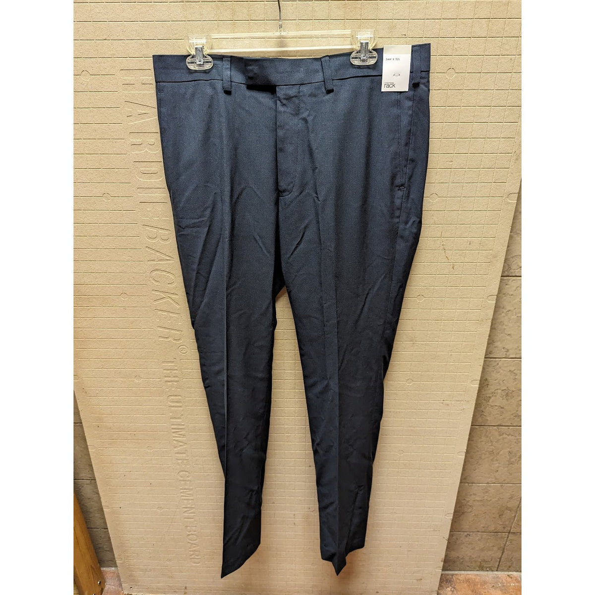 Nordstrom Rack Men Navy Flat Front Pants Slacks Dress Trouser 34" x 32" Trim Fit