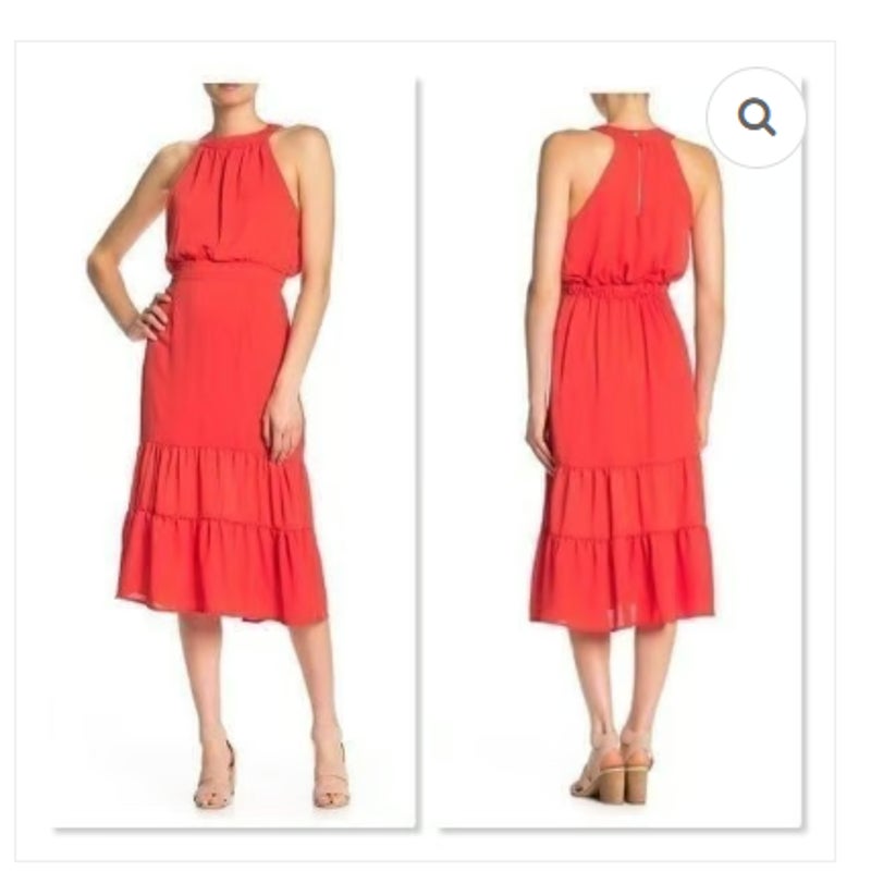 NSR Women's Halter Maxi Dress Size Large Summer Tiered Summer Spring NEW