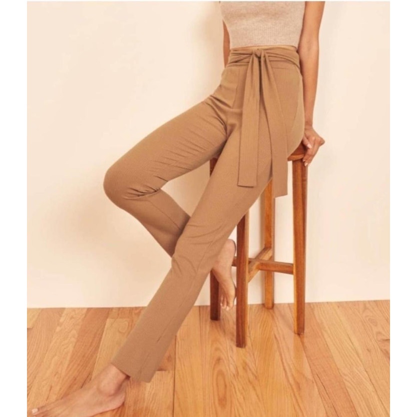 Reformation Kassia Pants Butterscotch Tan Brown Size ExtraSmall XS NEW ribbed