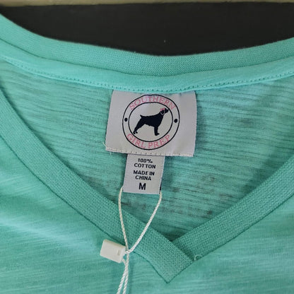 Southern Girl Prep SMALL NEW SHORT  Sleeve Shirt Cotton TEAL BLUE WHITE STRIPE