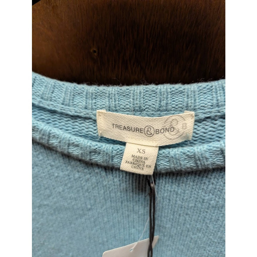 NWT Nordstrom Treasure & Bond Blue Pullover Cotton Blend Sweater xs EXTRA SMALL