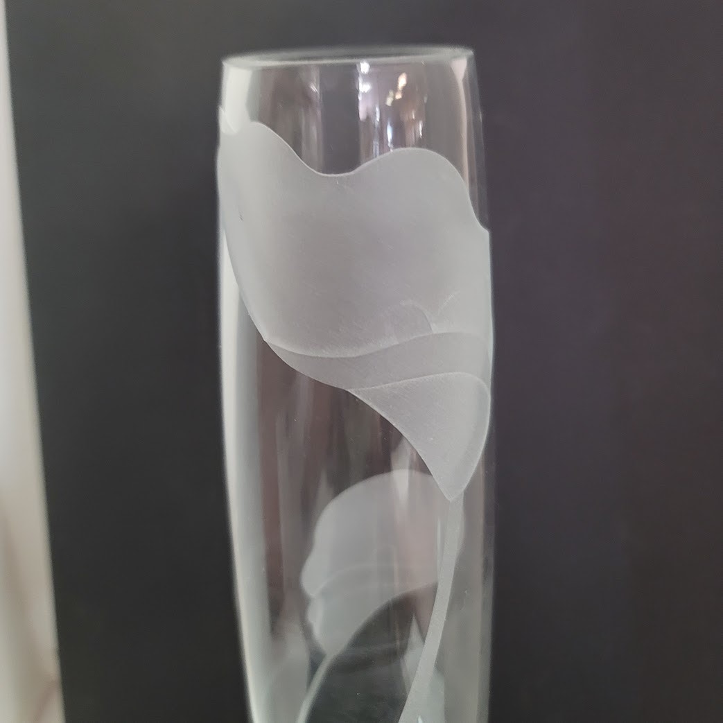 Vintage Retired Mikasa Lead Crystal Engraved Etched Calla Lily 16 " Poland Vase