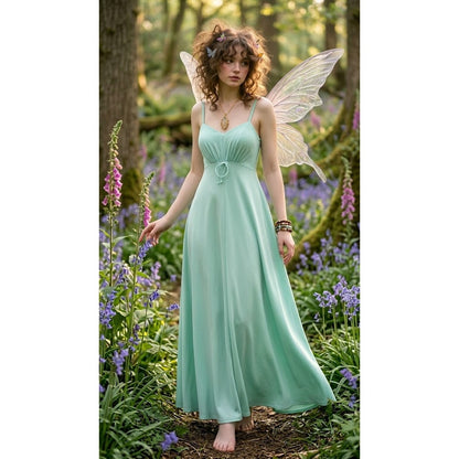 Vintage 70s Mint Green Sweetheart Maxi Dress Bowtie Empire Waist Prom Gown XS