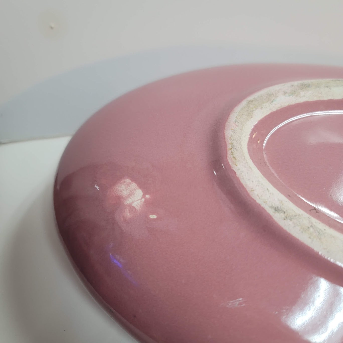 Dusty Rose Vintage Oval Flat Shallow Planter Fairy Gnome Garden 1980s