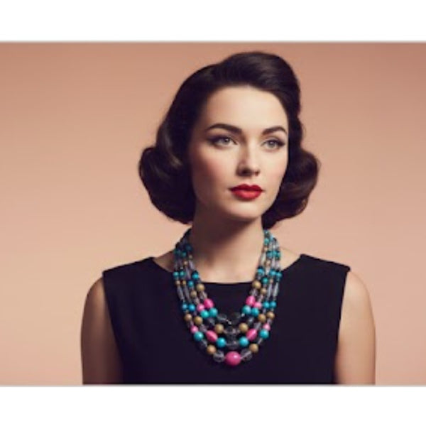 Vintage Multi Strand Colorful Beaded Boho Maximalist Statement Necklace