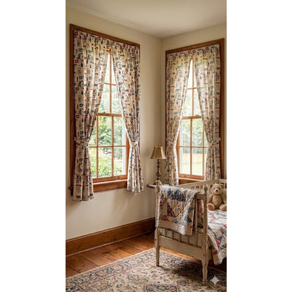 VINTAGE set of 4 YOUTH Curtains drapes 40" w x 54.5" L CIRCUS  Red white blue