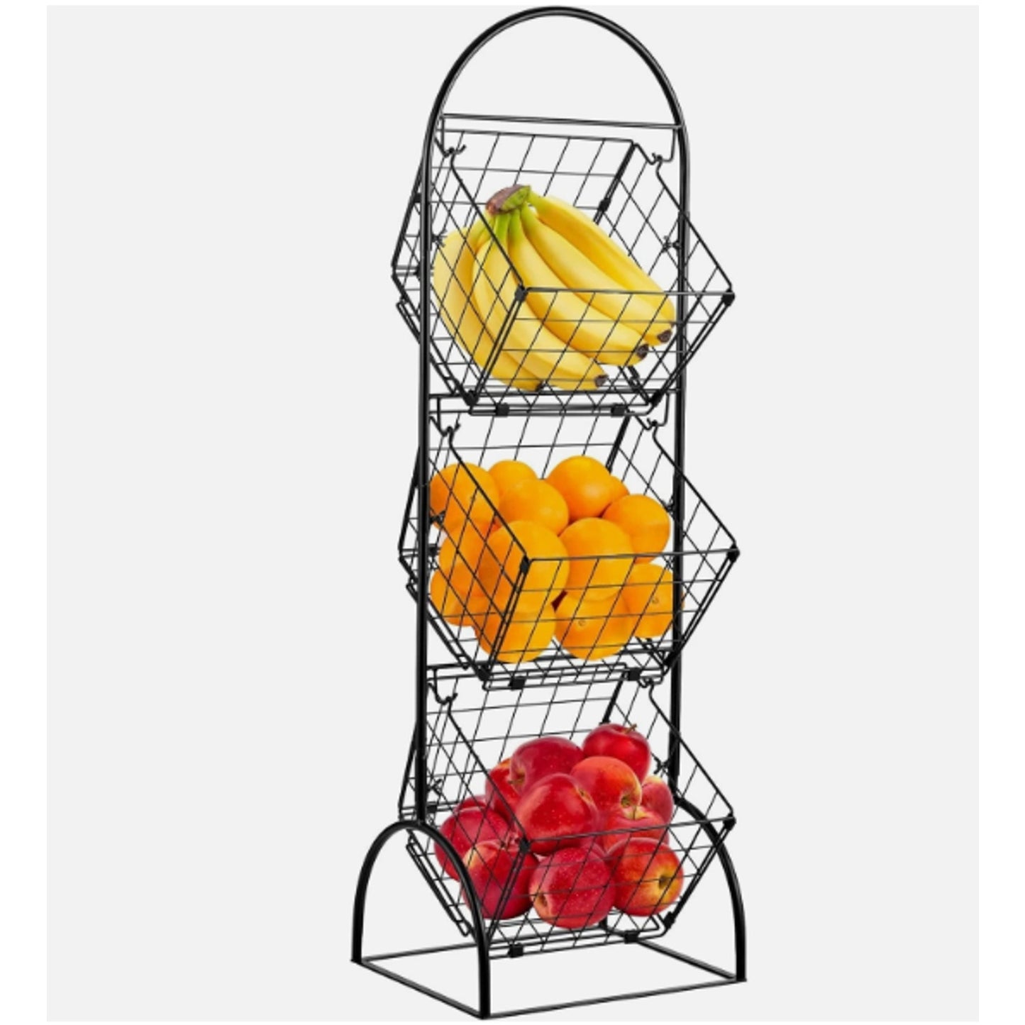 Sorbus 3-tiered metal shopping basket Fruit Vegetables Stand Whatnot Holder NEW