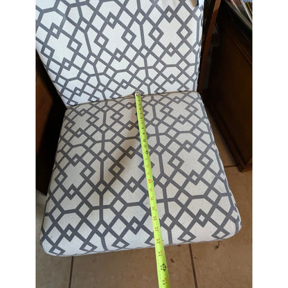 Secondhand Sandies: Pair of armless occasional chairs gray and ivory
