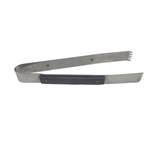 MCM Ice Tongs for Ice Bucket Stainless Steel & Wood Trim Made in Japan 7"