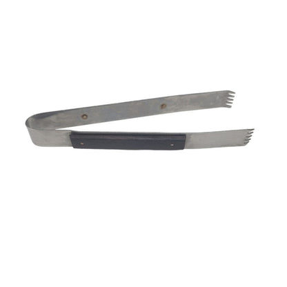 MCM Ice Tongs for Ice Bucket Stainless Steel & Wood Trim Made in Japan 7"