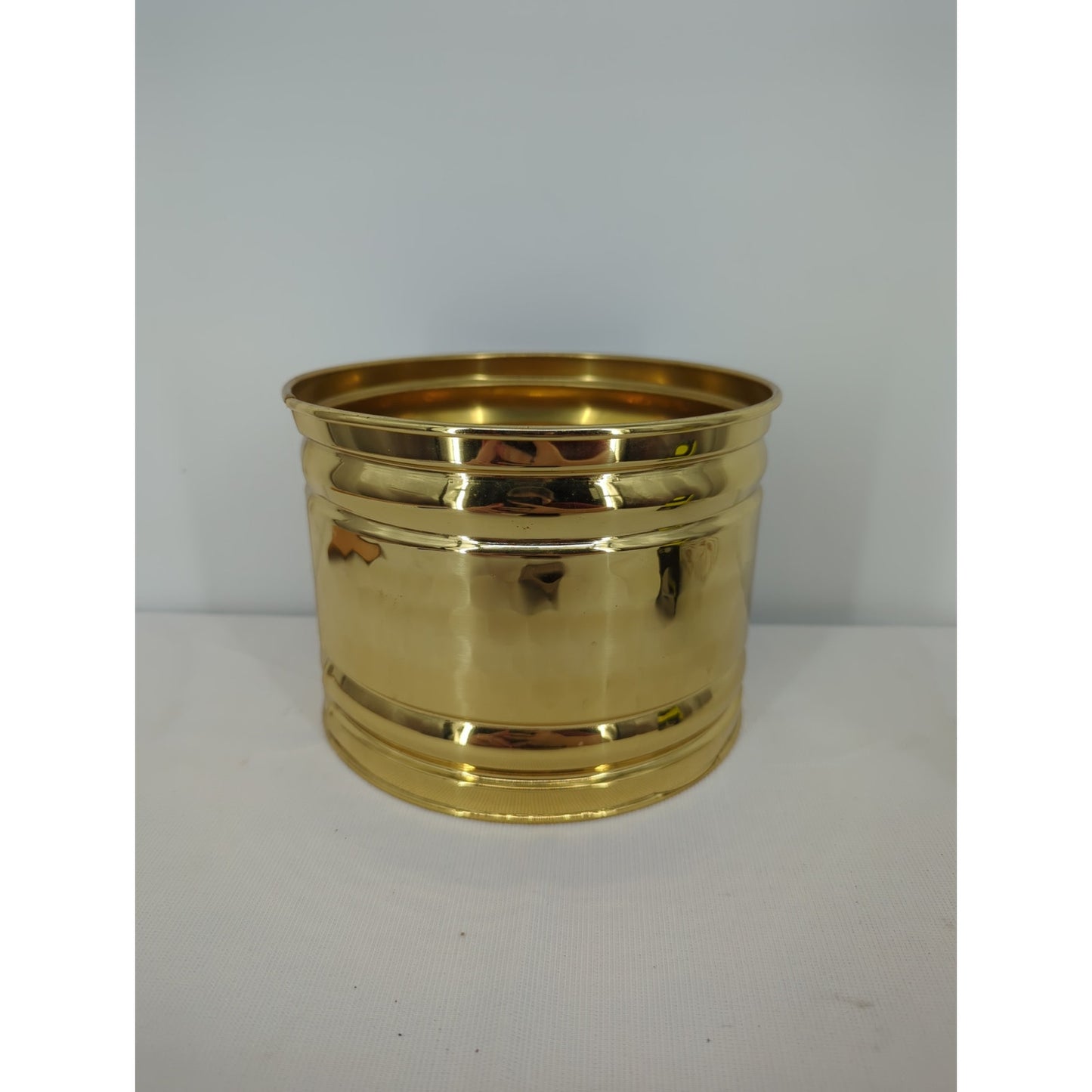 Vintage Bristol Brass & Copper Solid Brass Banded Planter 6.5 Inch Made in USA