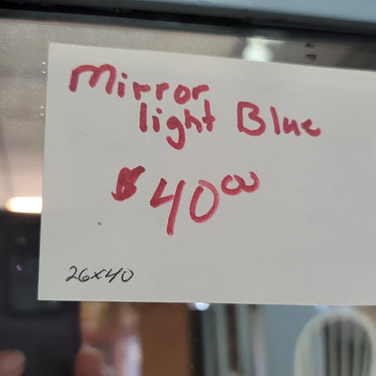 SECONDHAND SANDIES: 24" x 40"  blue framed mirror hang vertical or horizontal