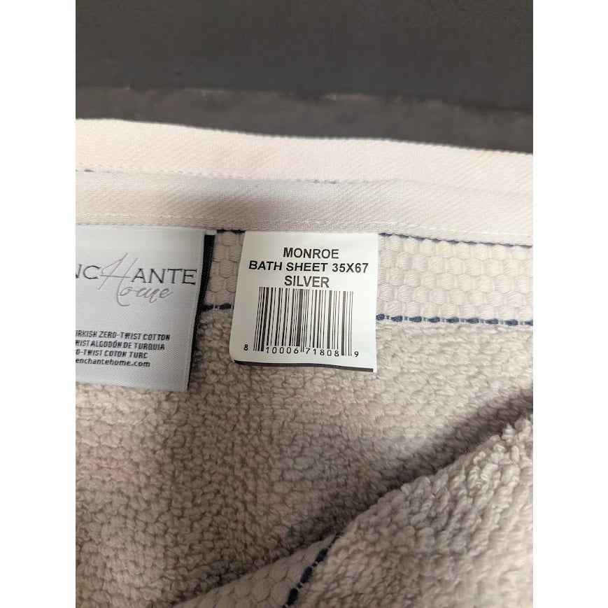 Enchante House Turkish Twist Cotton Set of 2 Monroe Bath 35x67 Silver NEW