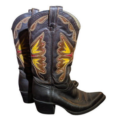 Texas Boot Co. 80's Cowboy boots Size 8.5 D Leather butterfly Style M99