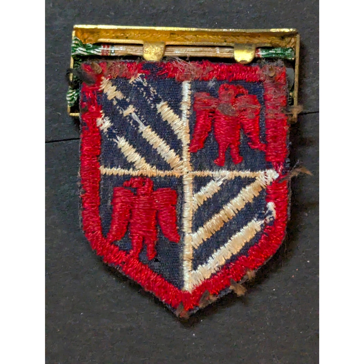 WWII European Theater Bullion Shield Patch & Framed Citation Ribbon Insignia