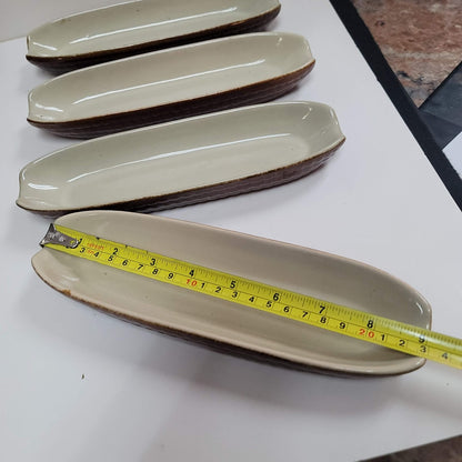 Set of 4 brown cream corn on the cob dishes Ceramic Glazed Corn Impression Serve