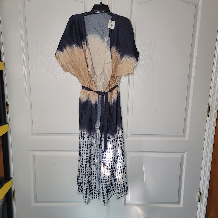NEW Lulla Wrap Dress Tie Dye casual lightweight bluetan packable Size ExtraLarge
