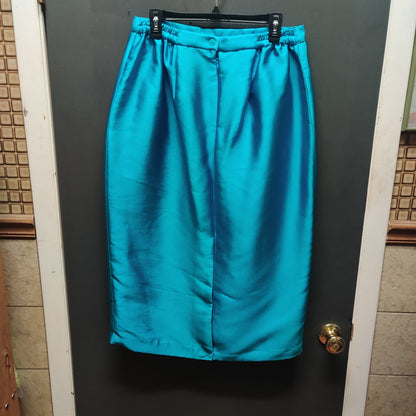 EY Boutique Teal Skirt Suit 16 Turquoise Grommet Edgy Y2K Power Dressing