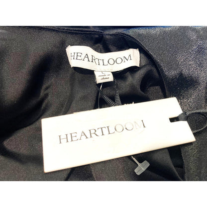 Heartloom Satiny Lace-Up V-Neck Spaghetti Strap Cami Sz Large in Black NWT