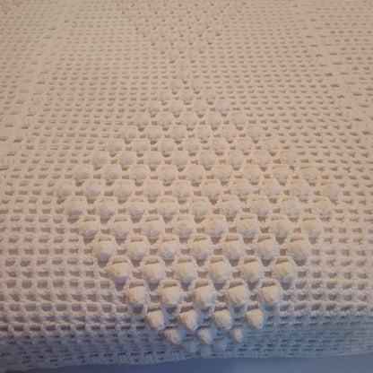 AMAZING handmade crochet blanket coverlet white geometric queen full bedspread