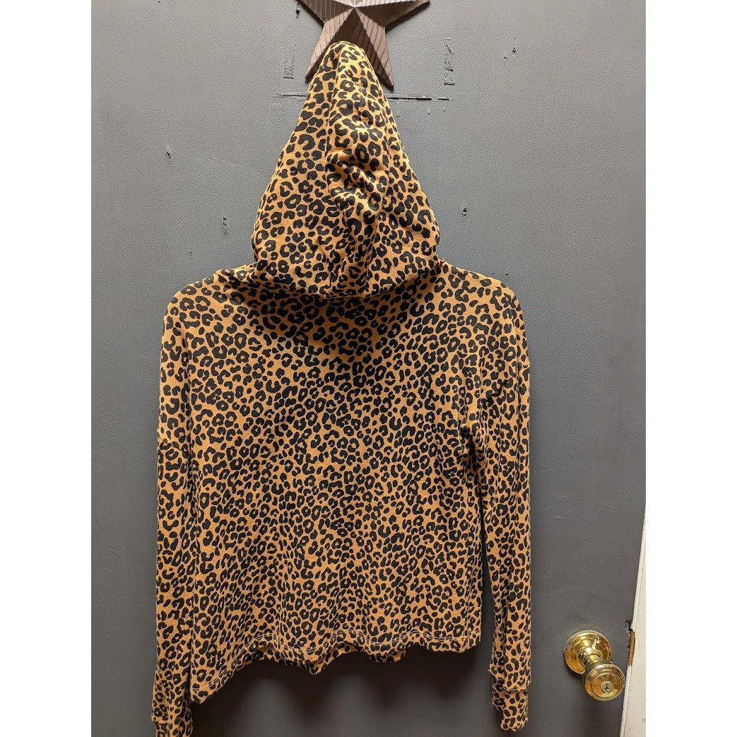 harper canyon YOUTH Large 10-12 Leopard print cotton hoodie black brown NEW